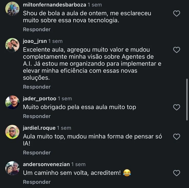 Comentários sobre aplicação prática dos agentes